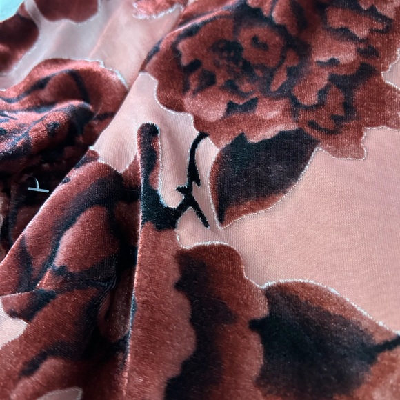 ANTHROPOLOGIE HUTCH Long Sleeve Velvet Mini Dress XS Burnout Floral Pink Pattern - Picture 9 of 16
